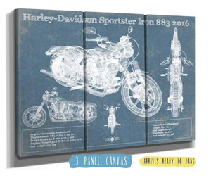 Cutler West Harley-Davidson Sportster Iron 883 2016 Blueprint Motorcycle Patent Print