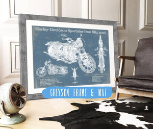 Cutler West Harley-Davidson Sportster Iron 883 2016 Blueprint Motorcycle Patent Print