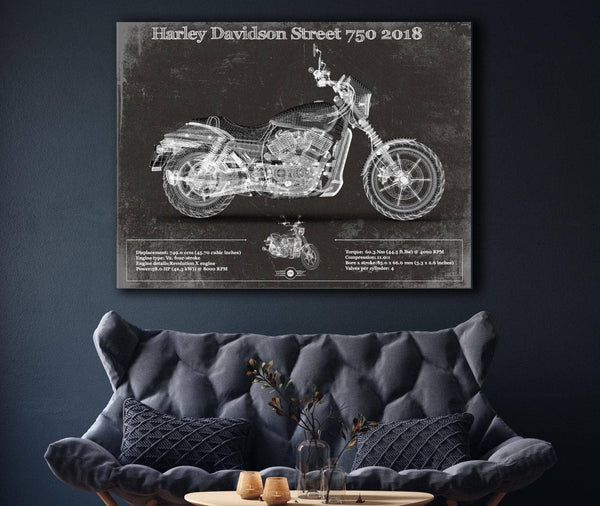 Cutler West Harley-Davidson Street 750 2018 Motorcycle Patent Print