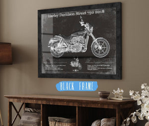 20" x 16" / Black Frame Cutler West Harley-Davidson Street 750 2018 Motorcycle Patent Print
