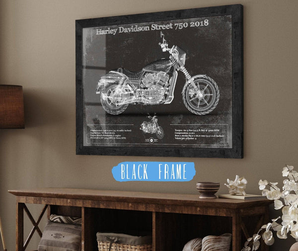20" x 16" / Black Frame Cutler West Harley-Davidson Street 750 2018 Motorcycle Patent Print
