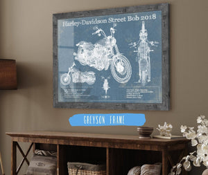 Cutler West Harley-Davidson Street Bob 2018 Blueprint Motorcycle Patent Print