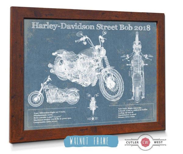 Cutler West Harley-Davidson Street Bob 2018 Blueprint Motorcycle Patent Print