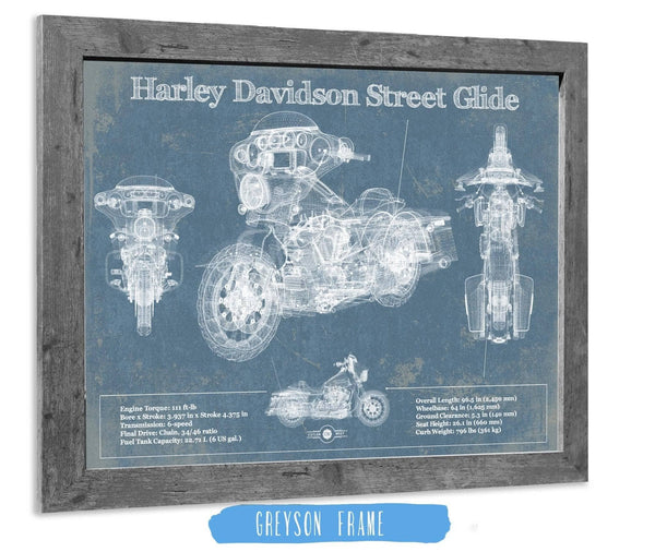 14" x 11" / Greyson Frame Cutler West Harley Davidson Street Glide Motorcycle Patent Print
