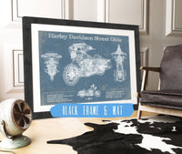 Cutler West Best Selling Collection 14" x 11" / Black Frame & Mat Harley Davidson Street Glide Motorcycle Patent Print 833110106-TOP
