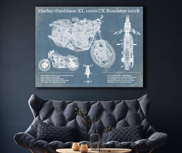 Cutler West Harley-Davidson XL 1200 CX Roadster 2018 Blueprint Motorcycle Patent Print
