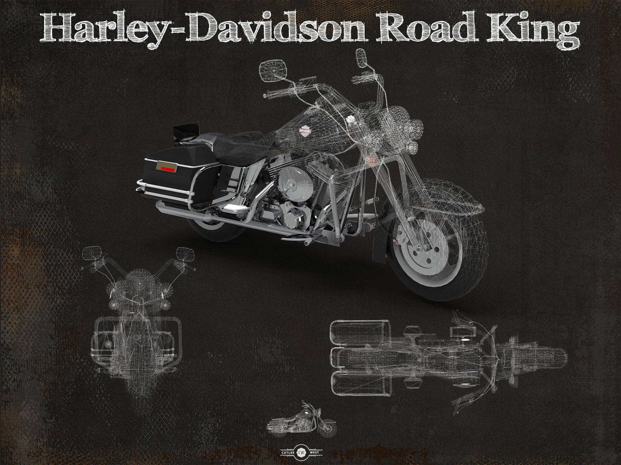 Cutler West 14" x 11" / Unframed Harley-Davidson Road King Motorcycle Patent Print 845000133_63916