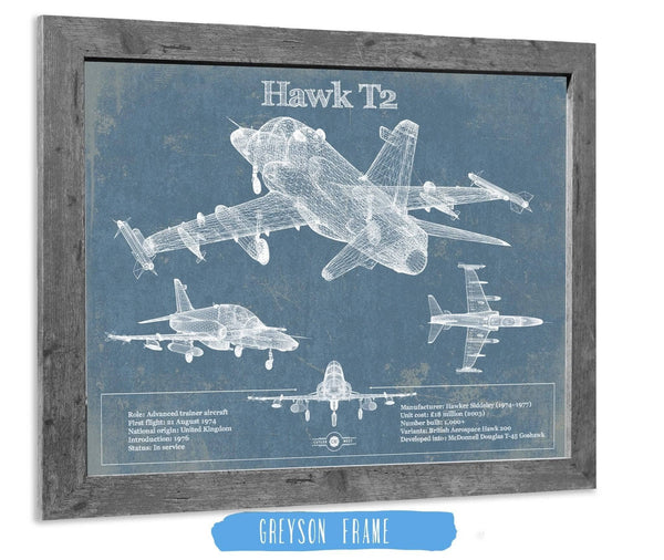14" x 11" / Greyson Frame Cutler West HAWK T2 Blueprint Original Military Wall Art