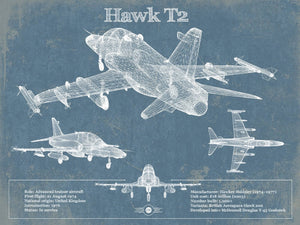 14" x 11" / Unframed Cutler West HAWK T2 Blueprint Original Military Wall Art