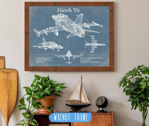 20" x 16" / Walnut Frame Cutler West HAWK T2 Blueprint Original Military Wall Art