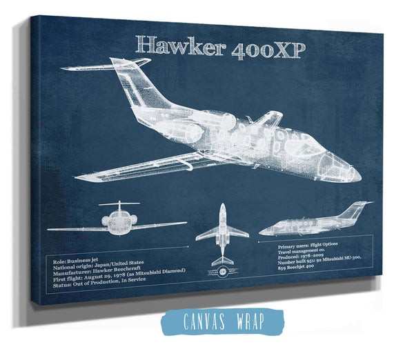Cutler West Hawker 400XP Vintage Blueprint Airplane Print