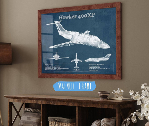 Cutler West Hawker 400XP Vintage Blueprint Airplane Print