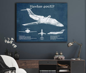 Cutler West Hawker 400XP Vintage Blueprint Airplane Print