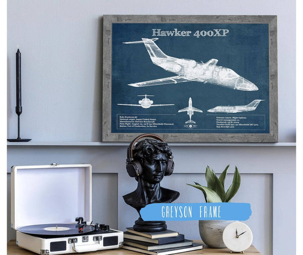 Cutler West Hawker 400XP Vintage Blueprint Airplane Print