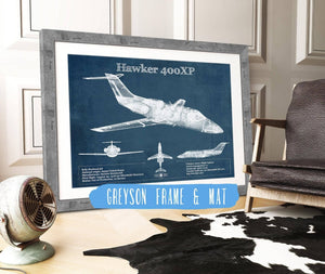 Cutler West Hawker 400XP Vintage Blueprint Airplane Print