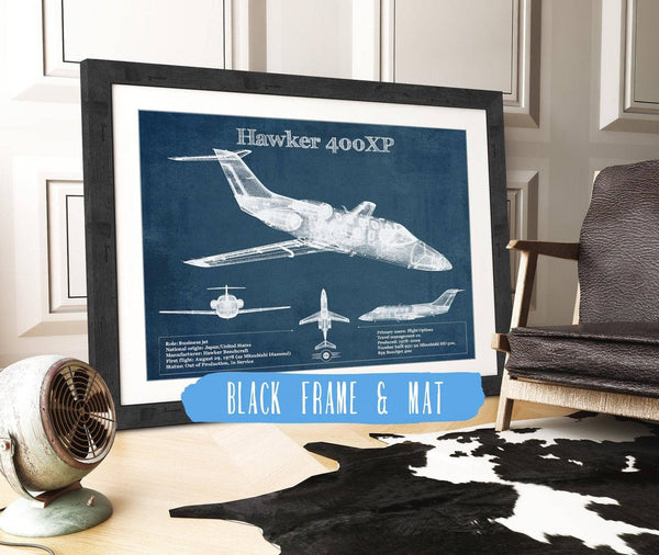 Cutler West Hawker 400XP Vintage Blueprint Airplane Print