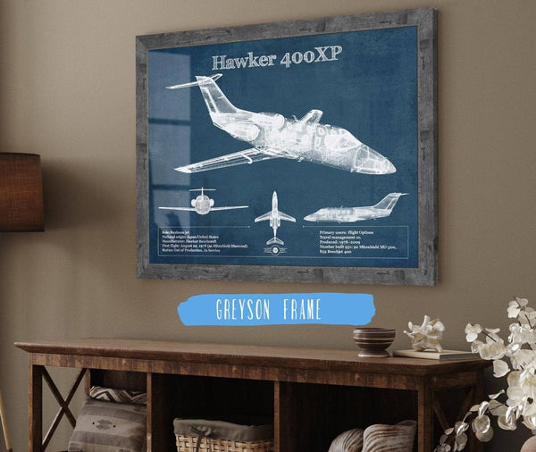 Cutler West Hawker 400XP Vintage Blueprint Airplane Print