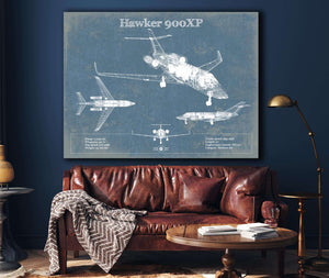 Cutler West Hawker 900XP Vintage Aviation Blueprint Print - Custom Pilot Name Can Be Added
