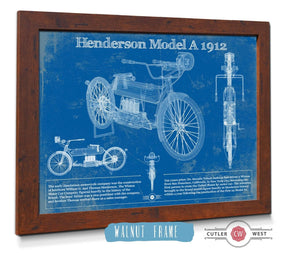 20" x 16" / Walnut Frame Cutler West Henderson Model A 1912 Motorcycle Patent Print