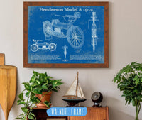 Cutler West 14" x 11" / Walnut Frame Henderson Model A 1912 Motorcycle Patent Print 945000345_63655