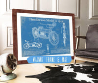 Cutler West 14" x 11" / Walnut Frame & Mat Henderson Model A 1912 Motorcycle Patent Print 945000345_63656