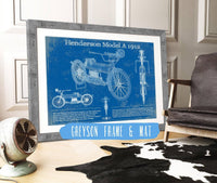 Cutler West 14" x 11" / Greyson Frame & Mat Henderson Model A 1912 Motorcycle Patent Print 945000345_63660