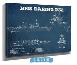 Cutler West HMS Daring (D32) Blueprint Original Military Wall Art - Customizable