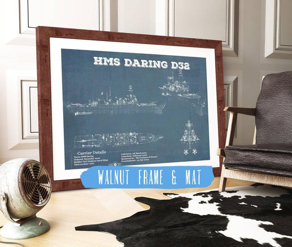 Cutler West HMS Daring (D32) Blueprint Original Military Wall Art - Customizable