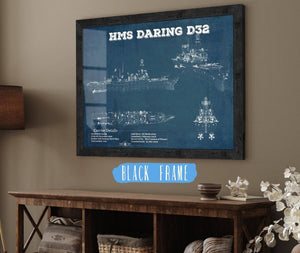 Cutler West HMS Daring (D32) Blueprint Original Military Wall Art - Customizable