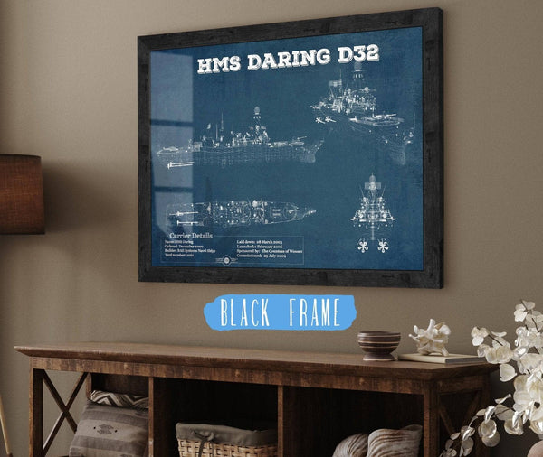 Cutler West HMS Daring (D32) Blueprint Original Military Wall Art - Customizable