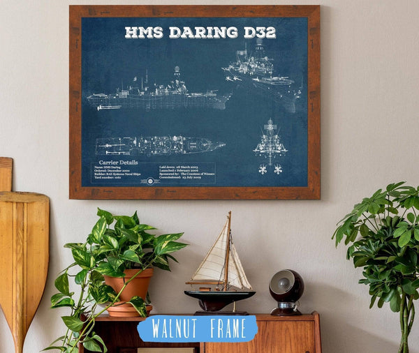 Cutler West HMS Daring (D32) Blueprint Original Military Wall Art - Customizable