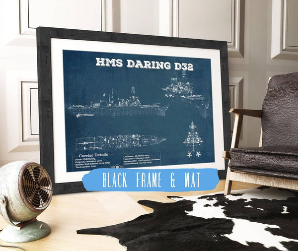 Cutler West HMS Daring (D32) Blueprint Original Military Wall Art - Customizable