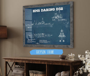 Cutler West HMS Daring (D32) Blueprint Original Military Wall Art - Customizable