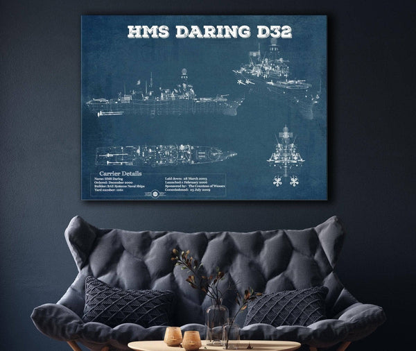 Cutler West HMS Daring (D32) Blueprint Original Military Wall Art - Customizable