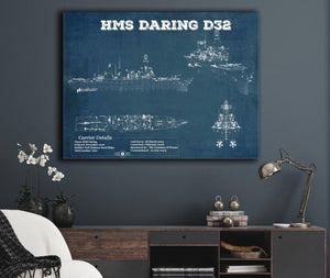Cutler West HMS Daring (D32) Blueprint Original Military Wall Art - Customizable