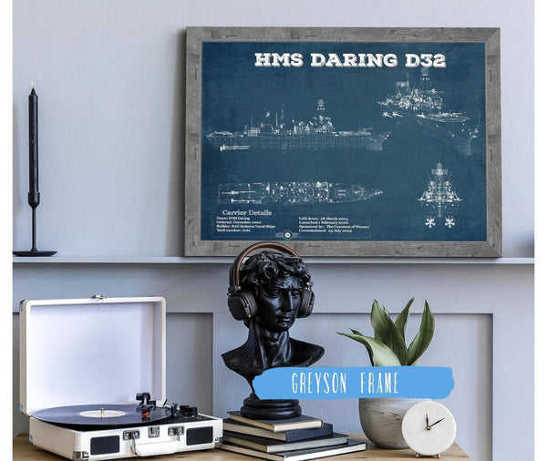 Cutler West HMS Daring (D32) Blueprint Original Military Wall Art - Customizable