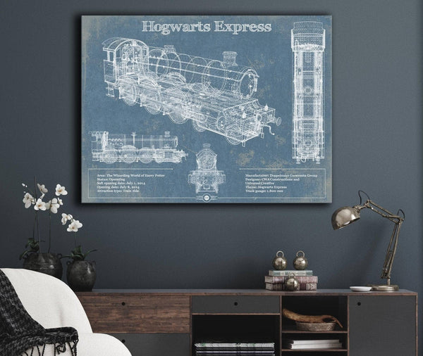 Cutler West Hogwarts Express Vintage Blueprint Train Print