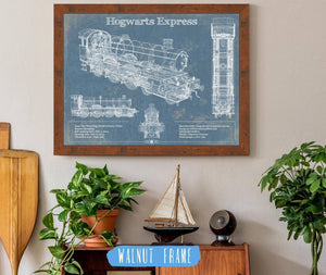 Cutler West Hogwarts Express Vintage Blueprint Train Print