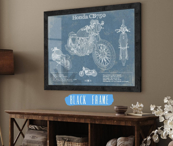 20" x 16" / Black Frame Cutler West Honda CB750 Motorcycle Patent Print