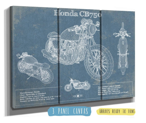 36" x 24" / 3 Panel Canvas Wrap Cutler West Honda CB750 Motorcycle Patent Print