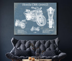 Cutler West Honda CBR660RR 2003 Blueprint Motorcycle Patent Print