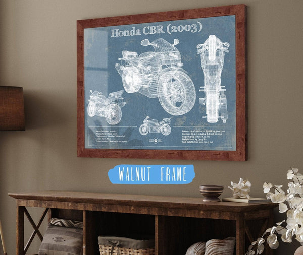 Cutler West Honda CBR660RR 2003 Blueprint Motorcycle Patent Print