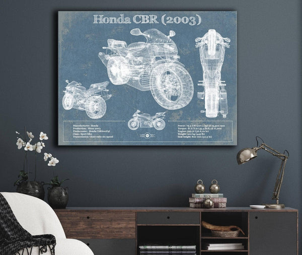 Cutler West Honda CBR660RR 2003 Blueprint Motorcycle Patent Print