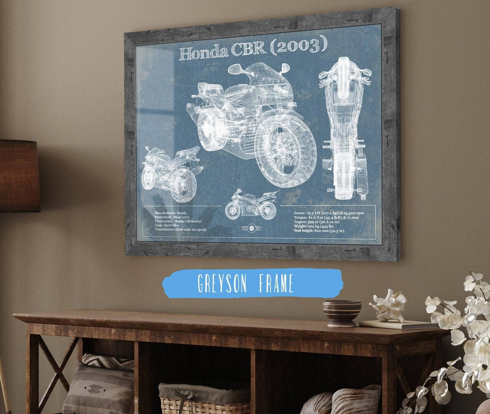 Cutler West Honda CBR660RR 2003 Blueprint Motorcycle Patent Print