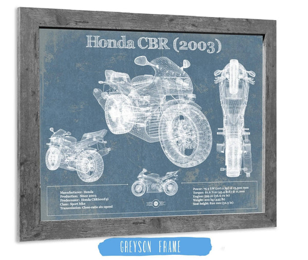 Cutler West Honda CBR660RR 2003 Blueprint Motorcycle Patent Print