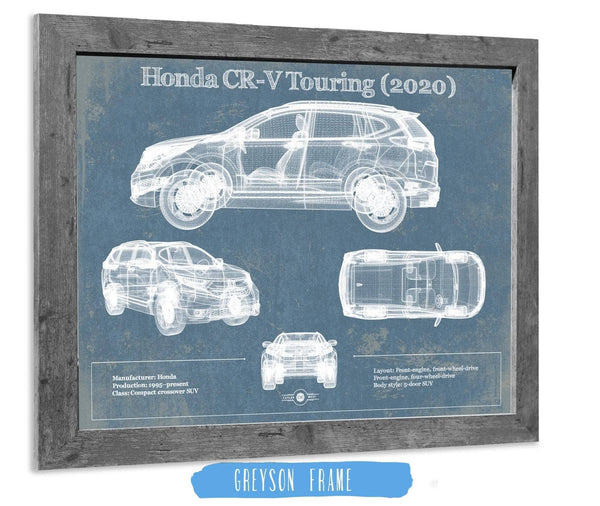 14" x 11" / Greyson Frame Cutler West Honda CR-V Touring (2020) Vintage Blueprint Auto Print