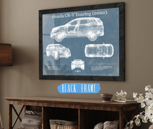 20" x 16" / Black Frame Cutler West Honda CR-V Touring (2020) Vintage Blueprint Auto Print