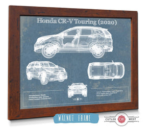 20" x 16" / Walnut Frame Cutler West Honda CR-V Touring (2020) Vintage Blueprint Auto Print