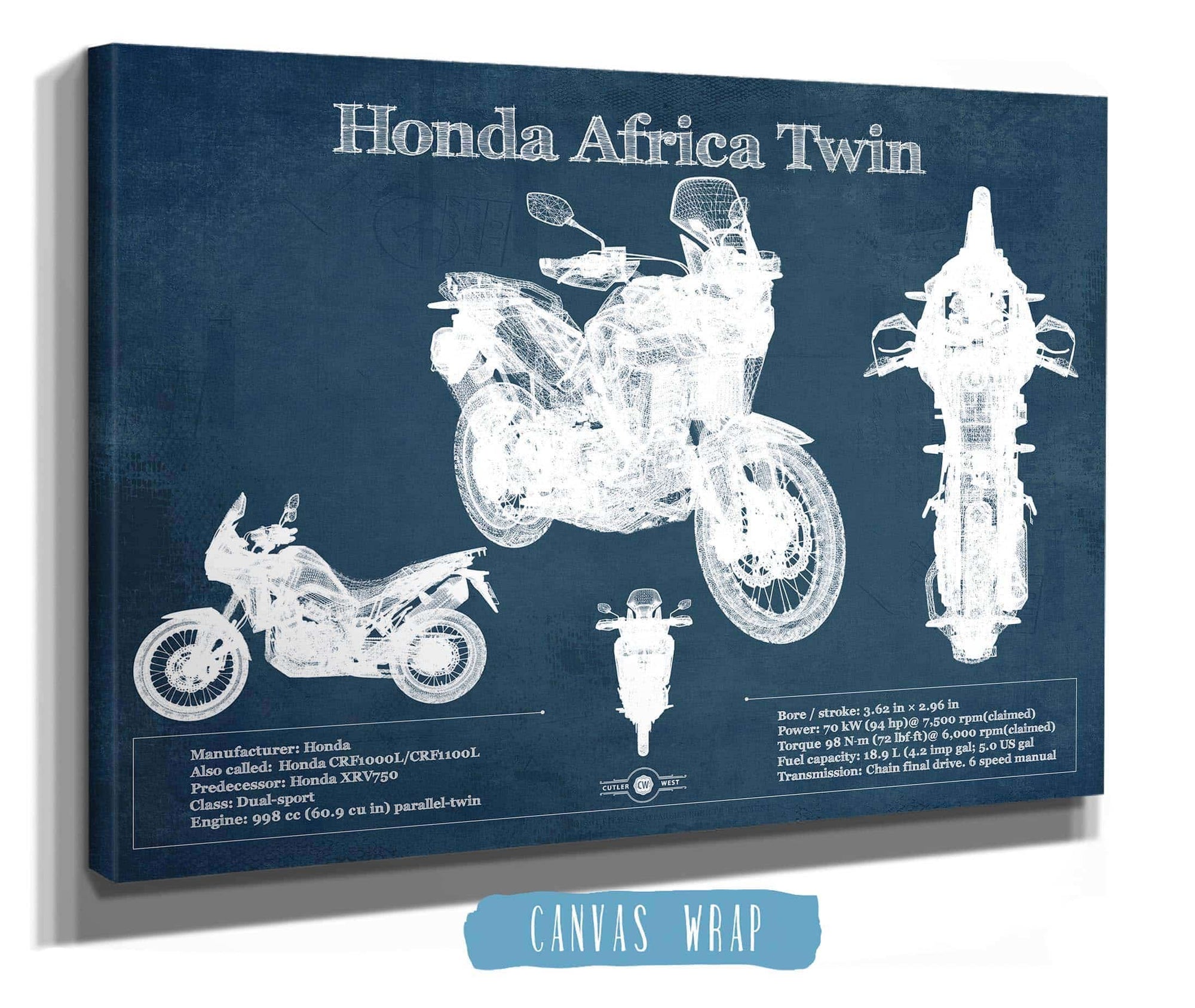 Cutler West Honda CRF1000L/CRF1100 Africa Twin Motorcycle Patent Print