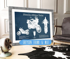 14" x 11" / Greyson Frame & Mat Cutler West Honda CRF1000L/CRF1100 Africa Twin Motorcycle Patent Print